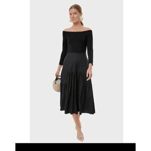 Tuckernuck Marissa Midi Off-The-Shoulder Dress Fit And Flare Black Sz Small